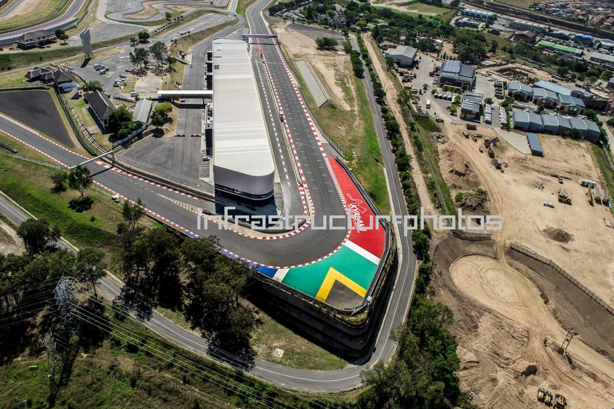 Kyalami Grand Prix Circuit Ingwe Corner – Aerial View of the Pit Building and Racing Infrastructure