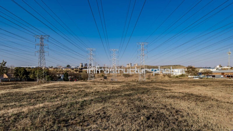 High-Voltage Transmission Lines Near Kelvin Power Station, Johannesburg